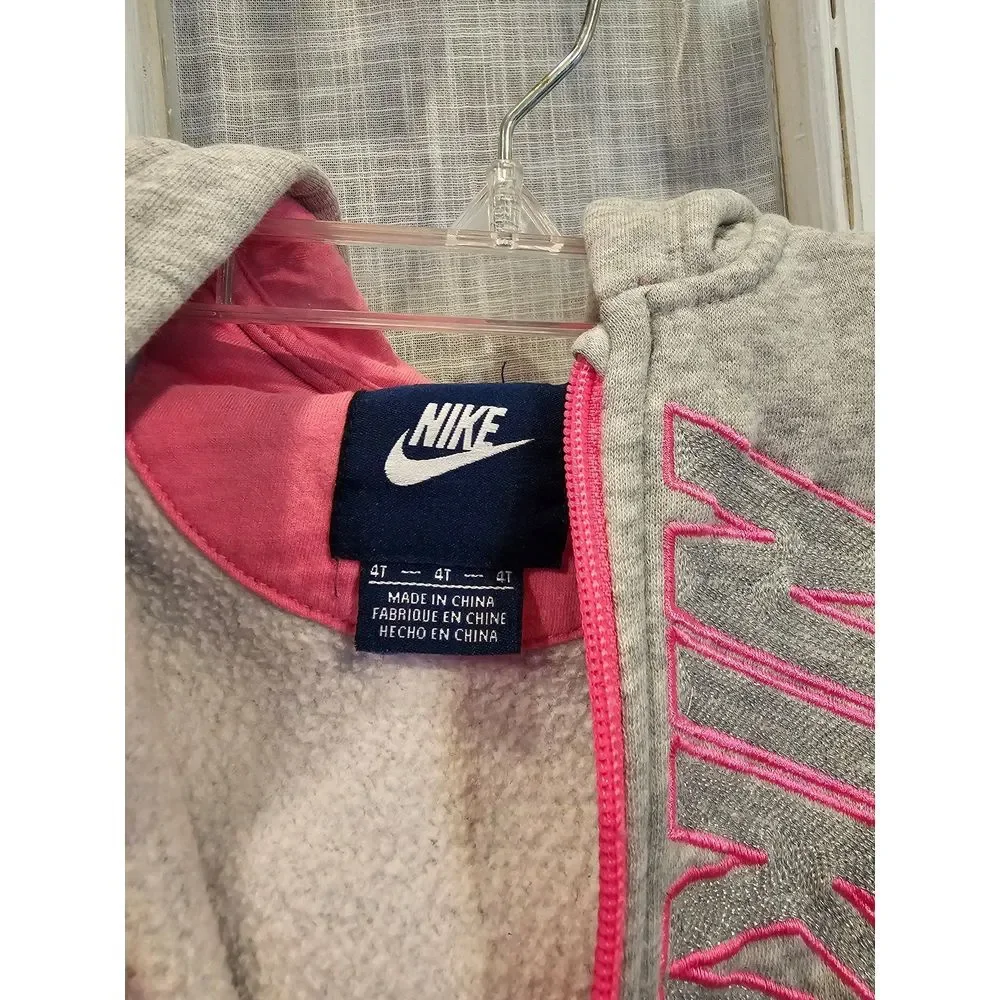 Nike Pink and‎ Gray Zip Up Hooded Jacket